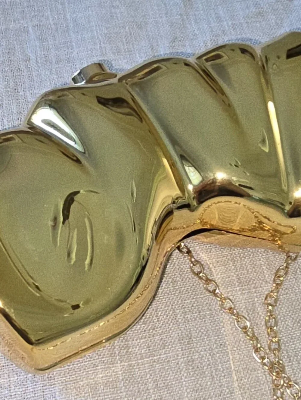 Fashion Acrylic Gold Scrunch Handbag Reflective Metallic Shoulder Purse